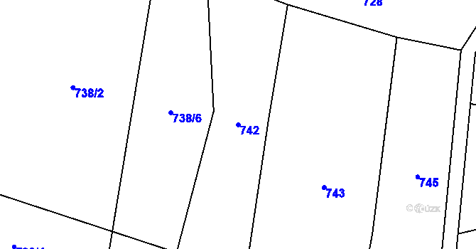 Parcela st. 742 v KÚ Žerůtky, Katastrální mapa