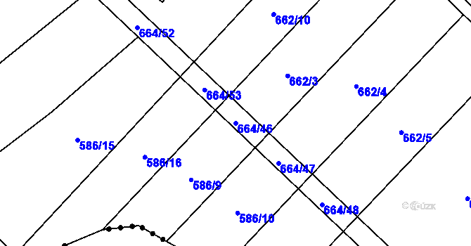 Parcela st. 664/46 v KÚ Žerůtky, Katastrální mapa