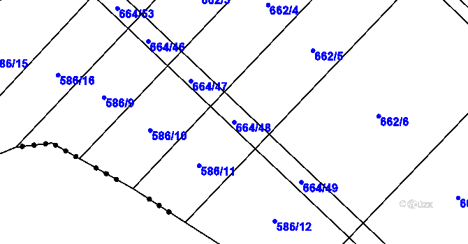 Parcela st. 664/48 v KÚ Žerůtky, Katastrální mapa
