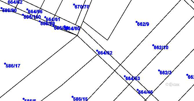 Parcela st. 664/52 v KÚ Žerůtky, Katastrální mapa