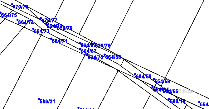 Parcela st. 664/58 v KÚ Žerůtky, Katastrální mapa