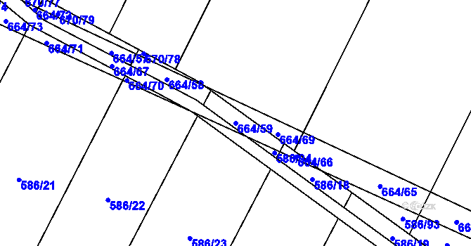 Parcela st. 664/59 v KÚ Žerůtky, Katastrální mapa