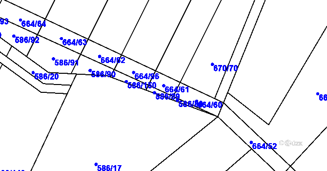 Parcela st. 664/61 v KÚ Žerůtky, Katastrální mapa