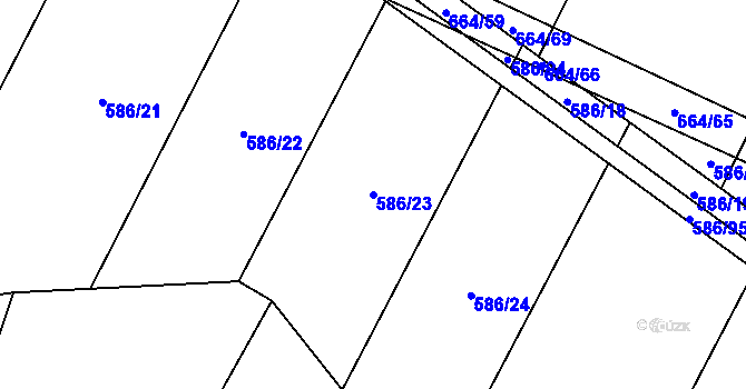 Parcela st. 586/23 v KÚ Žerůtky, Katastrální mapa