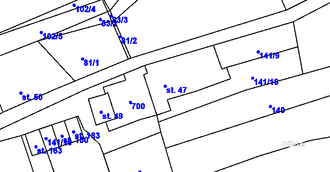 Parcela st. 47 v KÚ Žerůtky u Znojma, Katastrální mapa