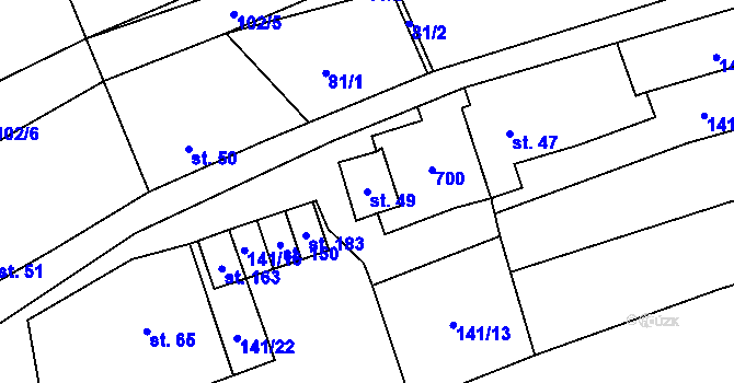 Parcela st. 49 v KÚ Žerůtky u Znojma, Katastrální mapa