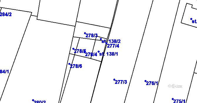 Parcela st. 138/1 v KÚ Žerůtky u Znojma, Katastrální mapa
