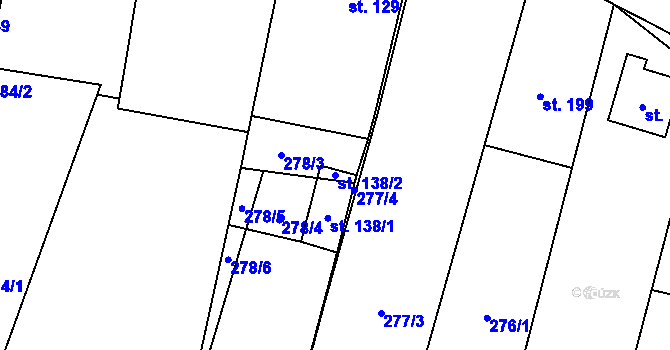 Parcela st. 138/2 v KÚ Žerůtky u Znojma, Katastrální mapa