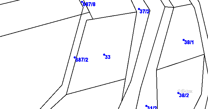 Parcela st. 33 v KÚ Žerůtky u Znojma, Katastrální mapa