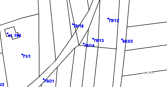 Parcela st. 79/14 v KÚ Žerůtky u Znojma, Katastrální mapa