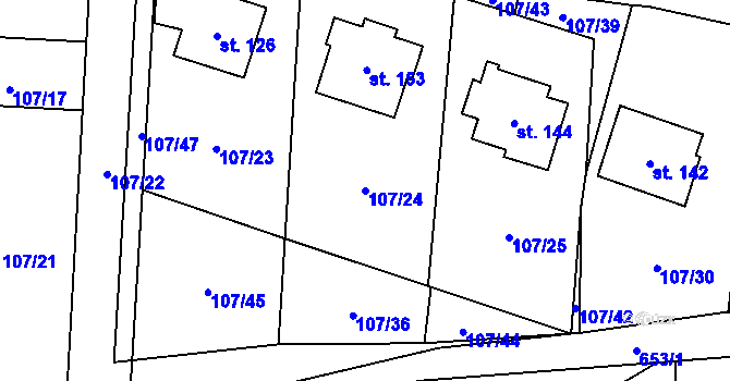 Parcela st. 107/24 v KÚ Žerůtky u Znojma, Katastrální mapa