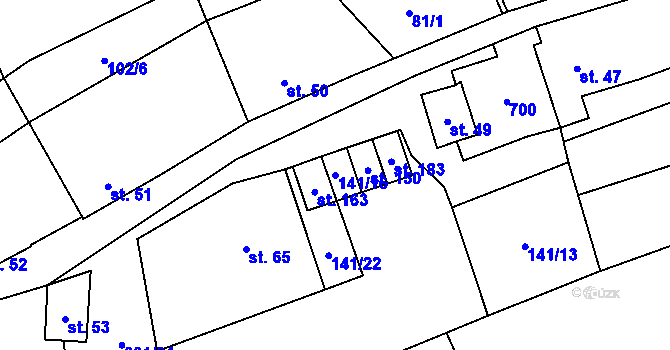 Parcela st. 141/16 v KÚ Žerůtky u Znojma, Katastrální mapa