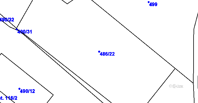 Parcela st. 486/22 v KÚ Žerůtky u Znojma, Katastrální mapa