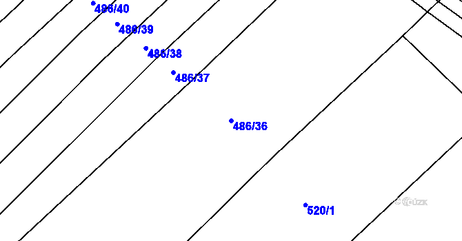 Parcela st. 486/36 v KÚ Žerůtky u Znojma, Katastrální mapa