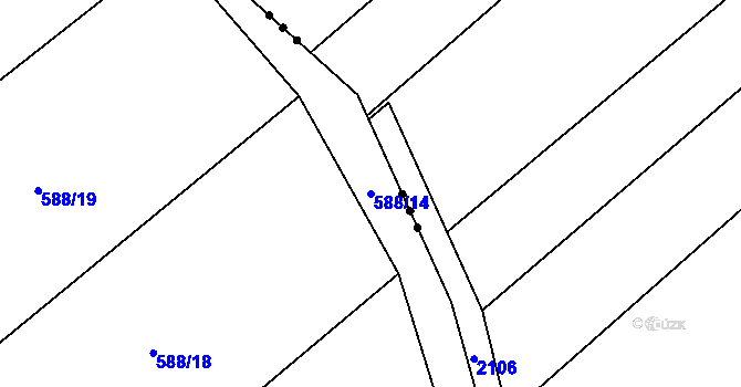 Parcela st. 588/14 v KÚ Žerůtky u Znojma, Katastrální mapa