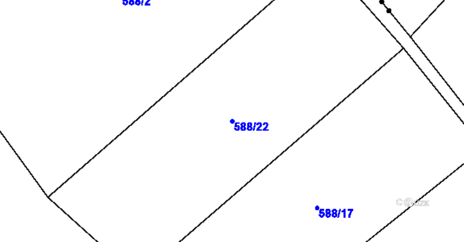 Parcela st. 588/22 v KÚ Žerůtky u Znojma, Katastrální mapa