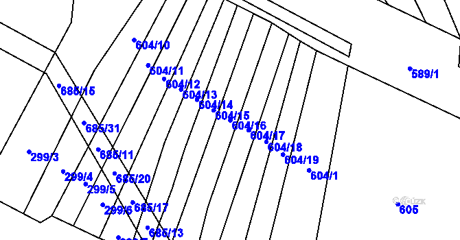 Parcela st. 604/16 v KÚ Žerůtky u Znojma, Katastrální mapa