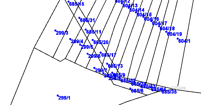 Parcela st. 685/17 v KÚ Žerůtky u Znojma, Katastrální mapa