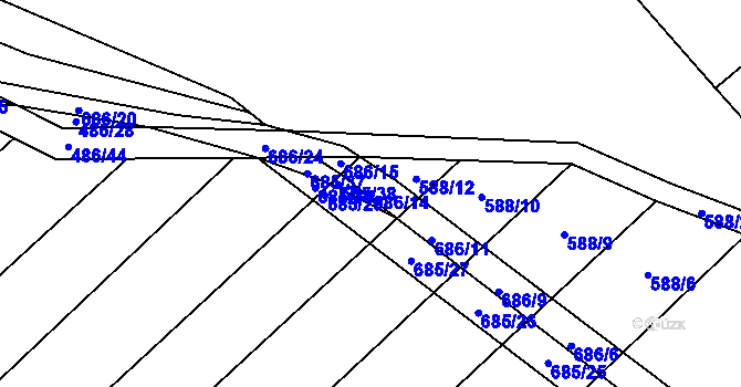 Parcela st. 686/14 v KÚ Žerůtky u Znojma, Katastrální mapa
