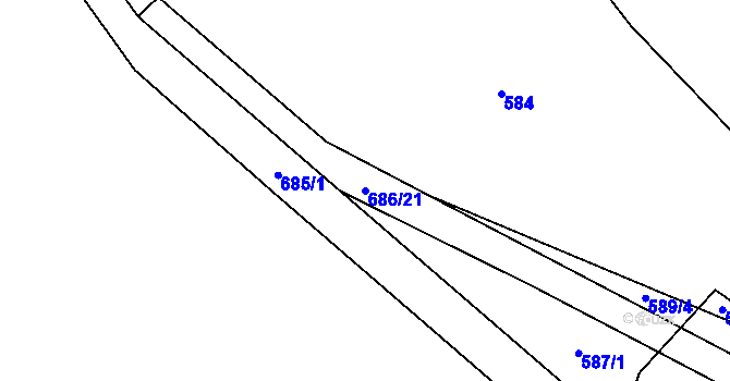 Parcela st. 686/21 v KÚ Žerůtky u Znojma, Katastrální mapa