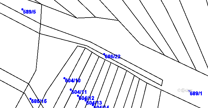 Parcela st. 686/22 v KÚ Žerůtky u Znojma, Katastrální mapa