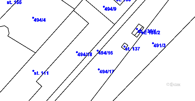 Parcela st. 494/16 v KÚ Žerůtky u Znojma, Katastrální mapa