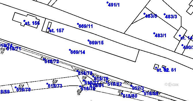 Parcela st. 669/14 v KÚ Žerůtky u Znojma, Katastrální mapa