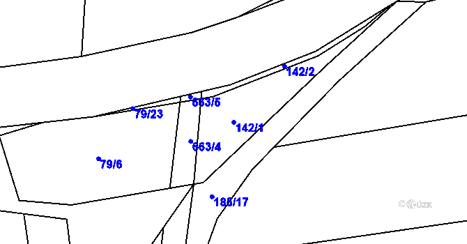 Parcela st. 142/1 v KÚ Žerůtky u Znojma, Katastrální mapa