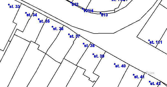 Parcela st. 38 v KÚ Žešov, Katastrální mapa