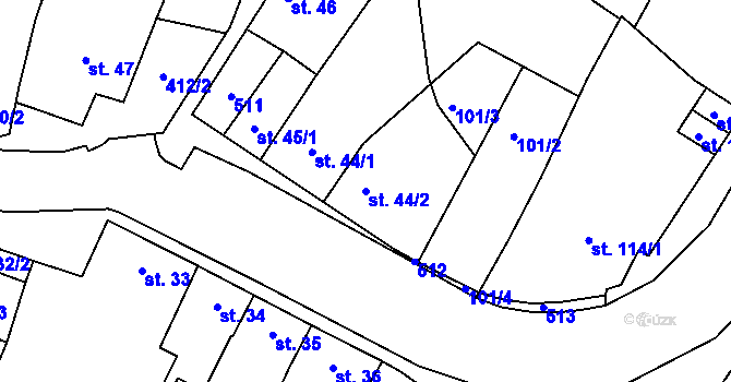 Parcela st. 44/2 v KÚ Žešov, Katastrální mapa