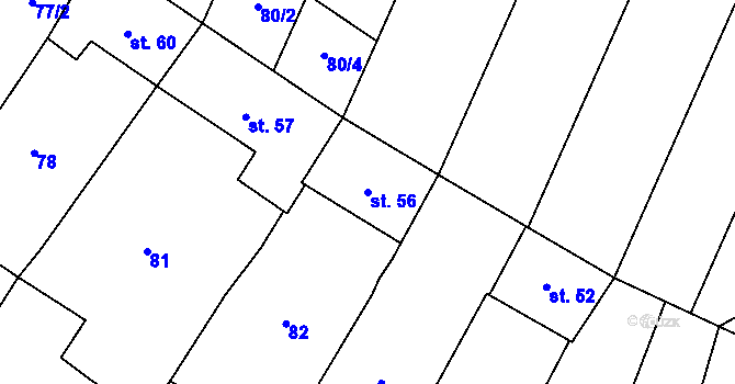 Parcela st. 56 v KÚ Žešov, Katastrální mapa