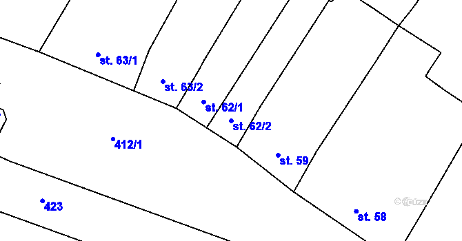 Parcela st. 62/2 v KÚ Žešov, Katastrální mapa