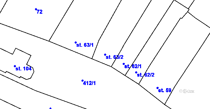 Parcela st. 63/2 v KÚ Žešov, Katastrální mapa
