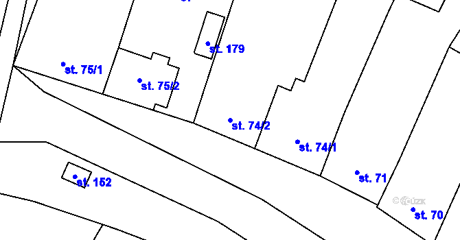 Parcela st. 74/2 v KÚ Žešov, Katastrální mapa
