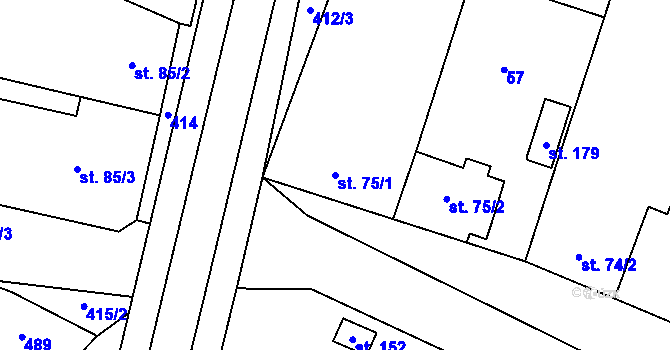 Parcela st. 75/1 v KÚ Žešov, Katastrální mapa