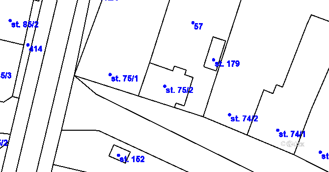 Parcela st. 75/2 v KÚ Žešov, Katastrální mapa