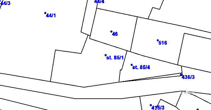 Parcela st. 85/1 v KÚ Žešov, Katastrální mapa
