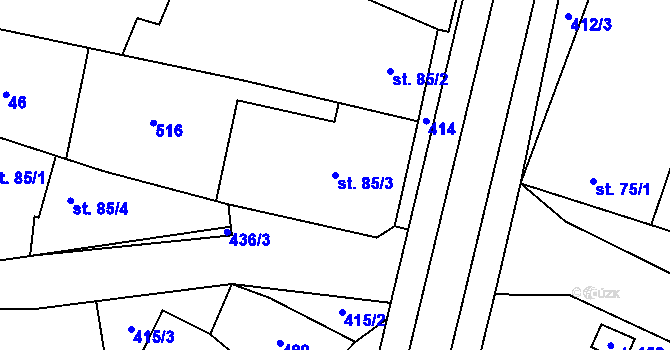 Parcela st. 85/3 v KÚ Žešov, Katastrální mapa