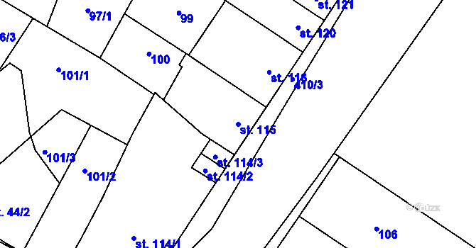 Parcela st. 115 v KÚ Žešov, Katastrální mapa