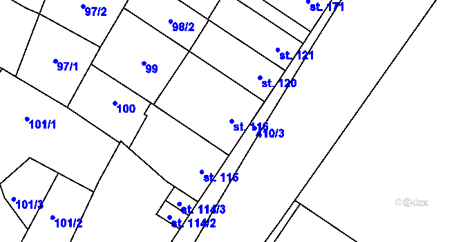 Parcela st. 116 v KÚ Žešov, Katastrální mapa