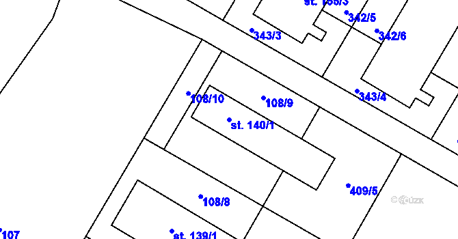 Parcela st. 140/1 v KÚ Žešov, Katastrální mapa