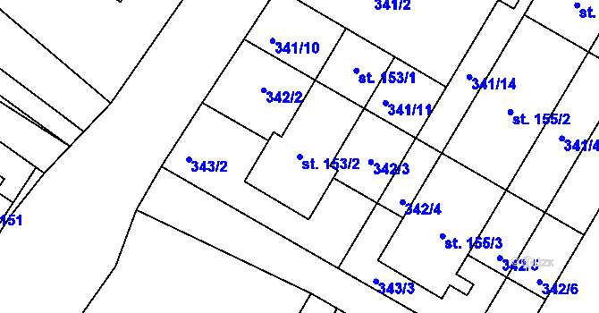Parcela st. 153/2 v KÚ Žešov, Katastrální mapa
