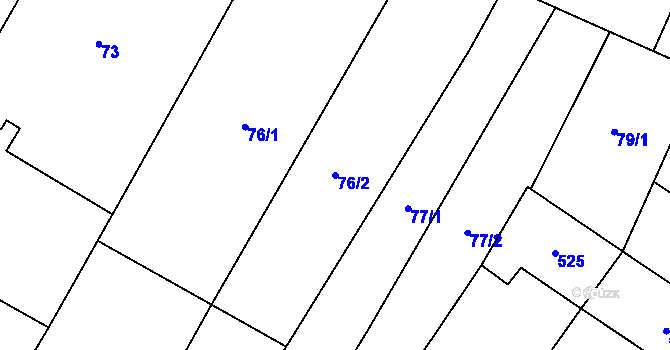 Parcela st. 76/2 v KÚ Žešov, Katastrální mapa