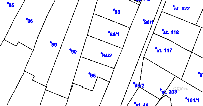 Parcela st. 94/2 v KÚ Žešov, Katastrální mapa