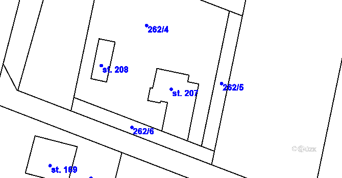 Parcela st. 207 v KÚ Žešov, Katastrální mapa