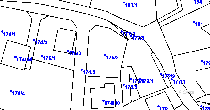 Parcela st. 175/2 v KÚ Žežice, Katastrální mapa
