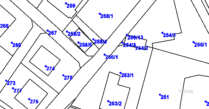 Parcela st. 256/1 v KÚ Žežice, Katastrální mapa