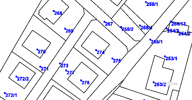 Parcela st. 274 v KÚ Žežice, Katastrální mapa