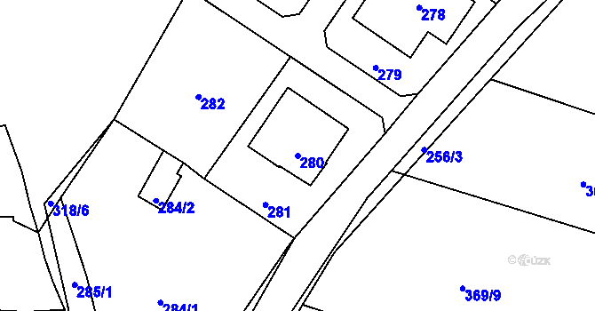 Parcela st. 280 v KÚ Žežice, Katastrální mapa