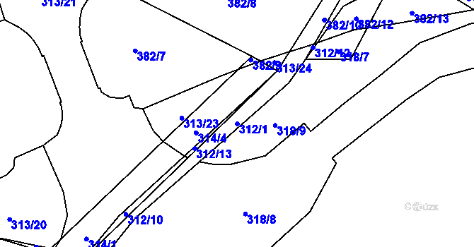 Parcela st. 312/1 v KÚ Žežice, Katastrální mapa